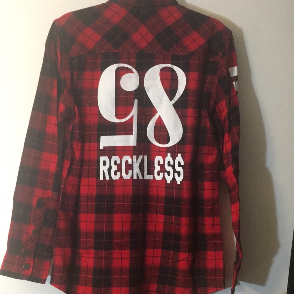 NWOT “reckle$$” graphic back flannel - Picture 1 of 3